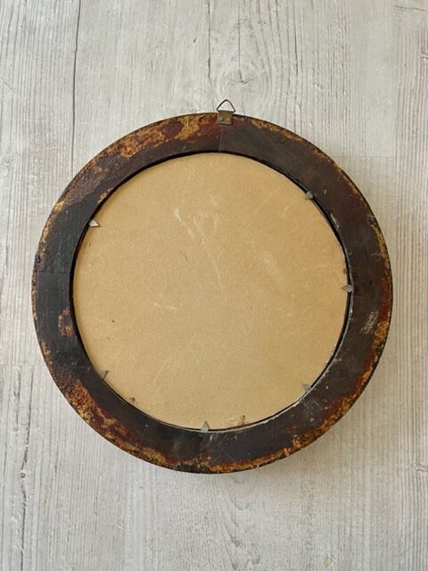 Miroir rond vintage en bois doré 25cm