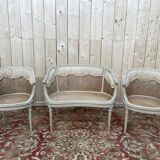 Salon de style Louis XVI en cannage 1900