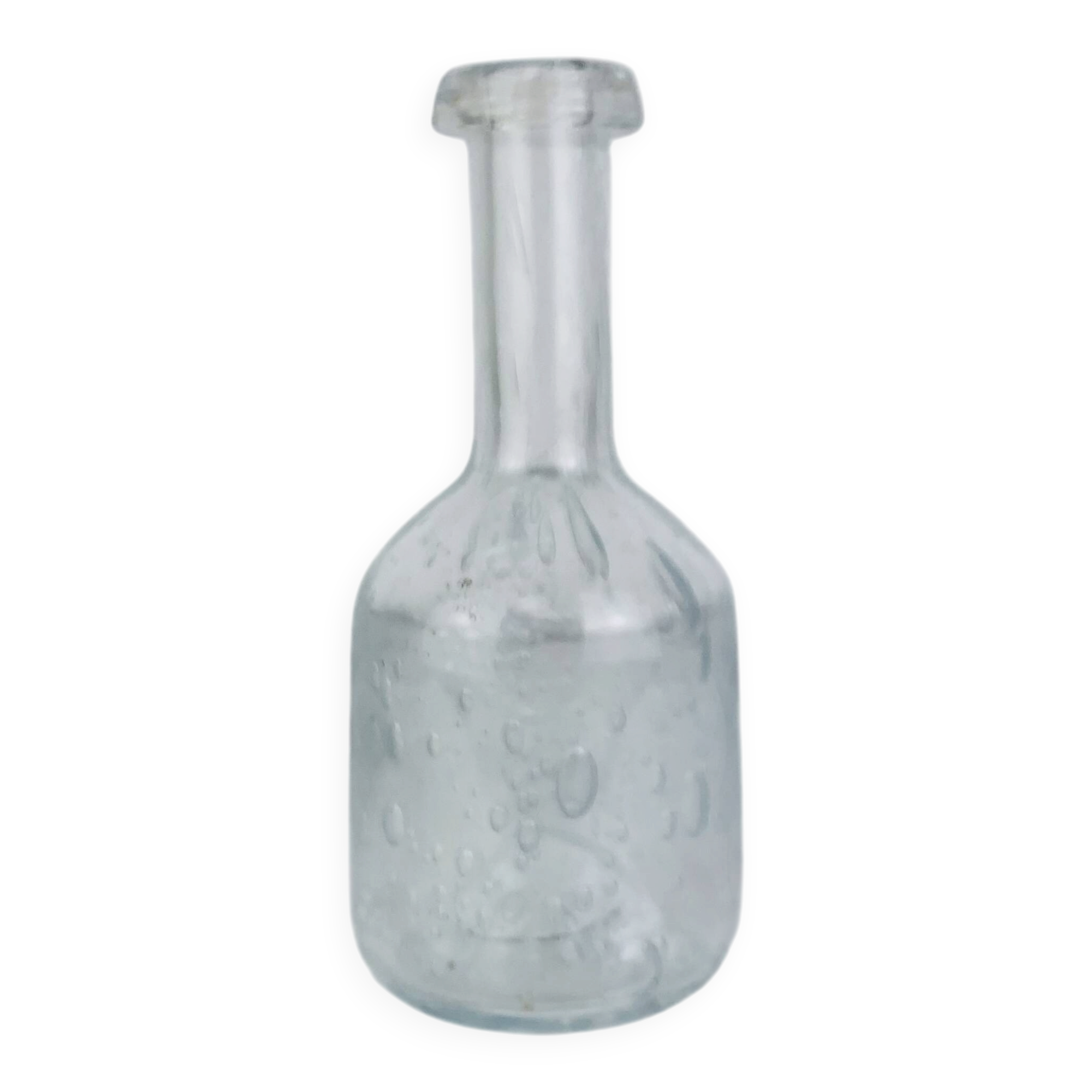 Vase soliflore verre bullé transparent, vintage