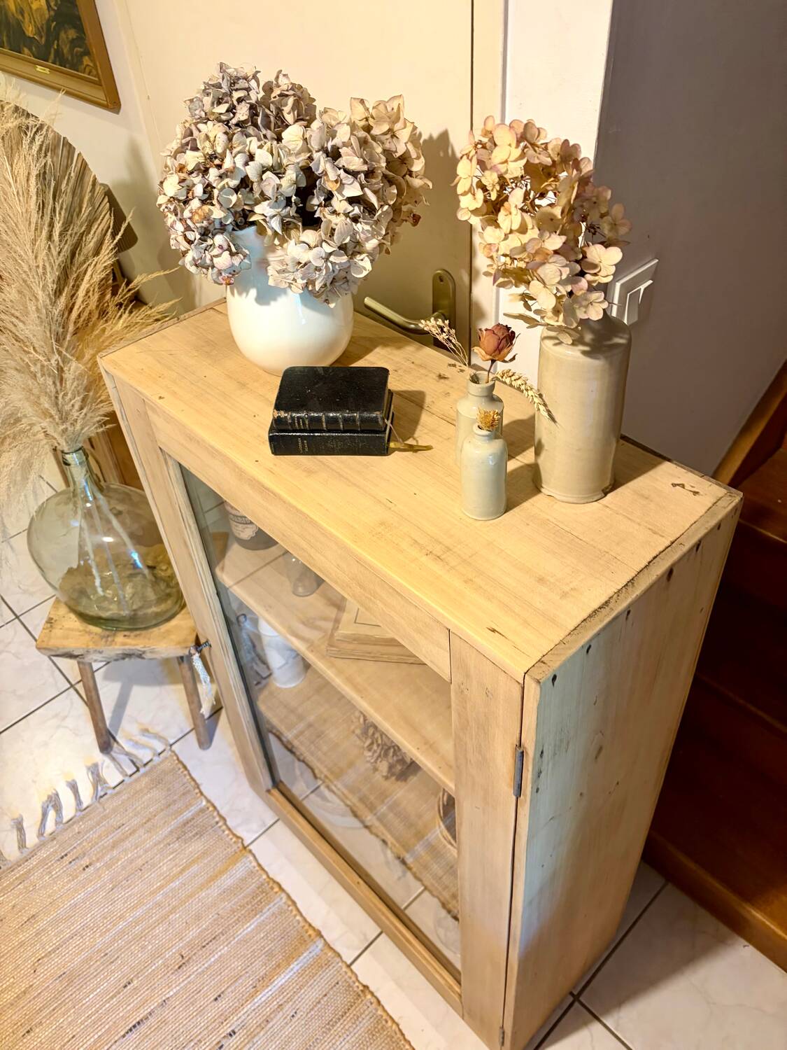 Raw wood display cabinet