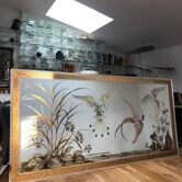 Miroir à décor d'oiseaux
