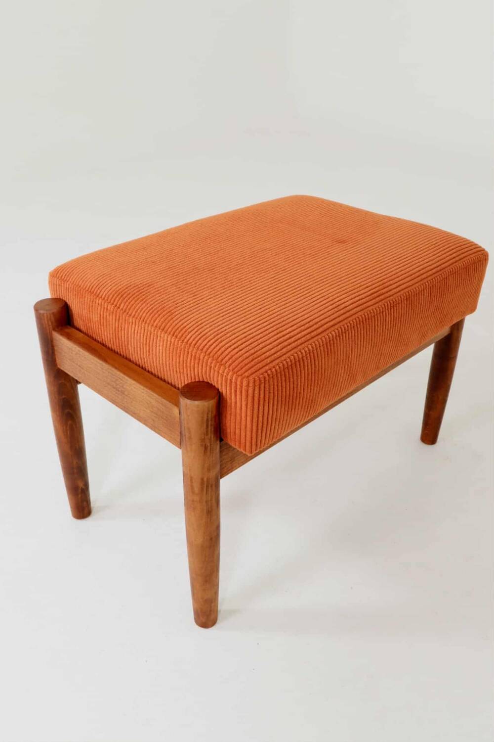 Vintage armchair pumpkin orange corduroy design by H.Lis