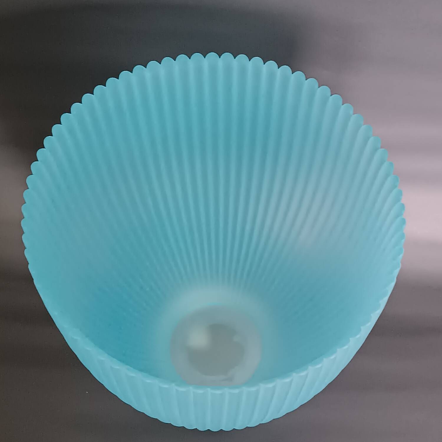 Embossed blue glass vase made in Italy