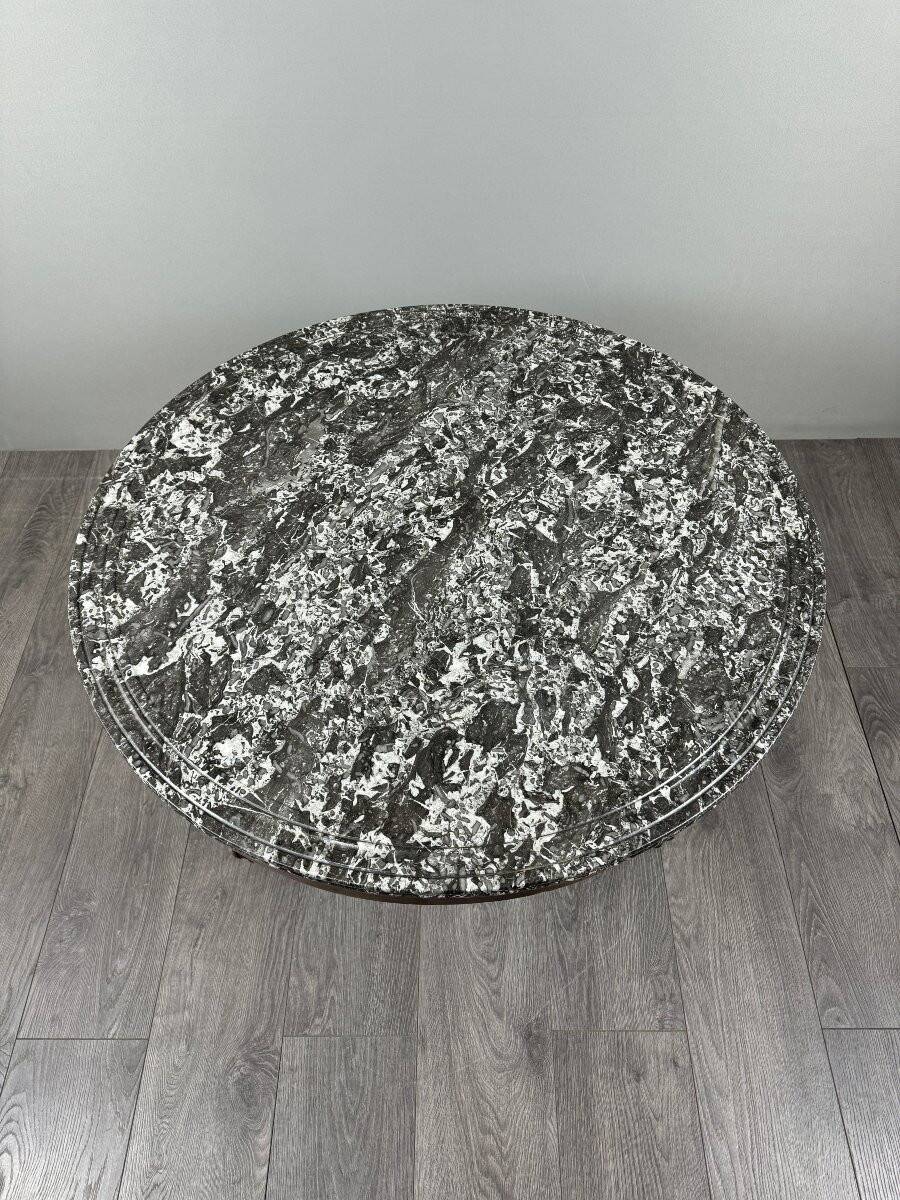 Carved wooden pedestal table with a marble top, Napoleon III period