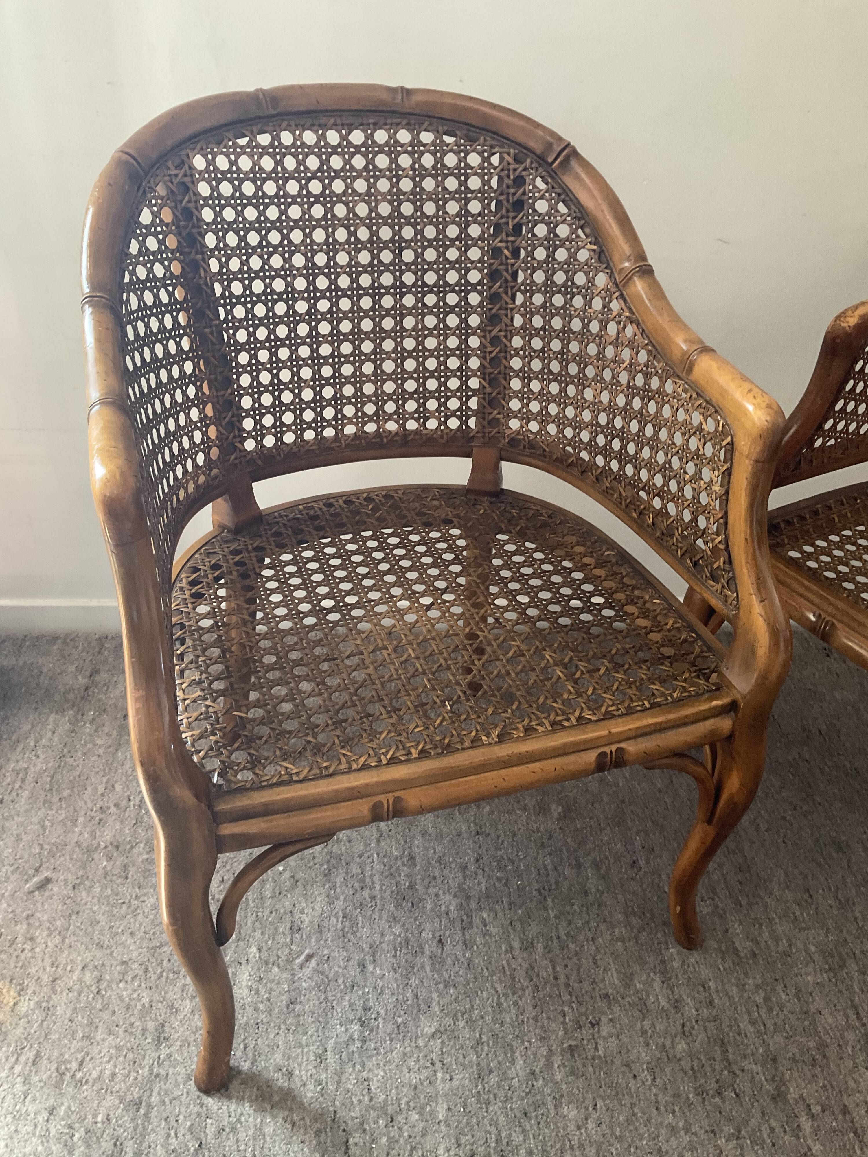 Pair of canned armchairs from the 50s and 60s