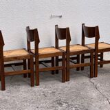 Mulched chairs in vintage solid elm 1960