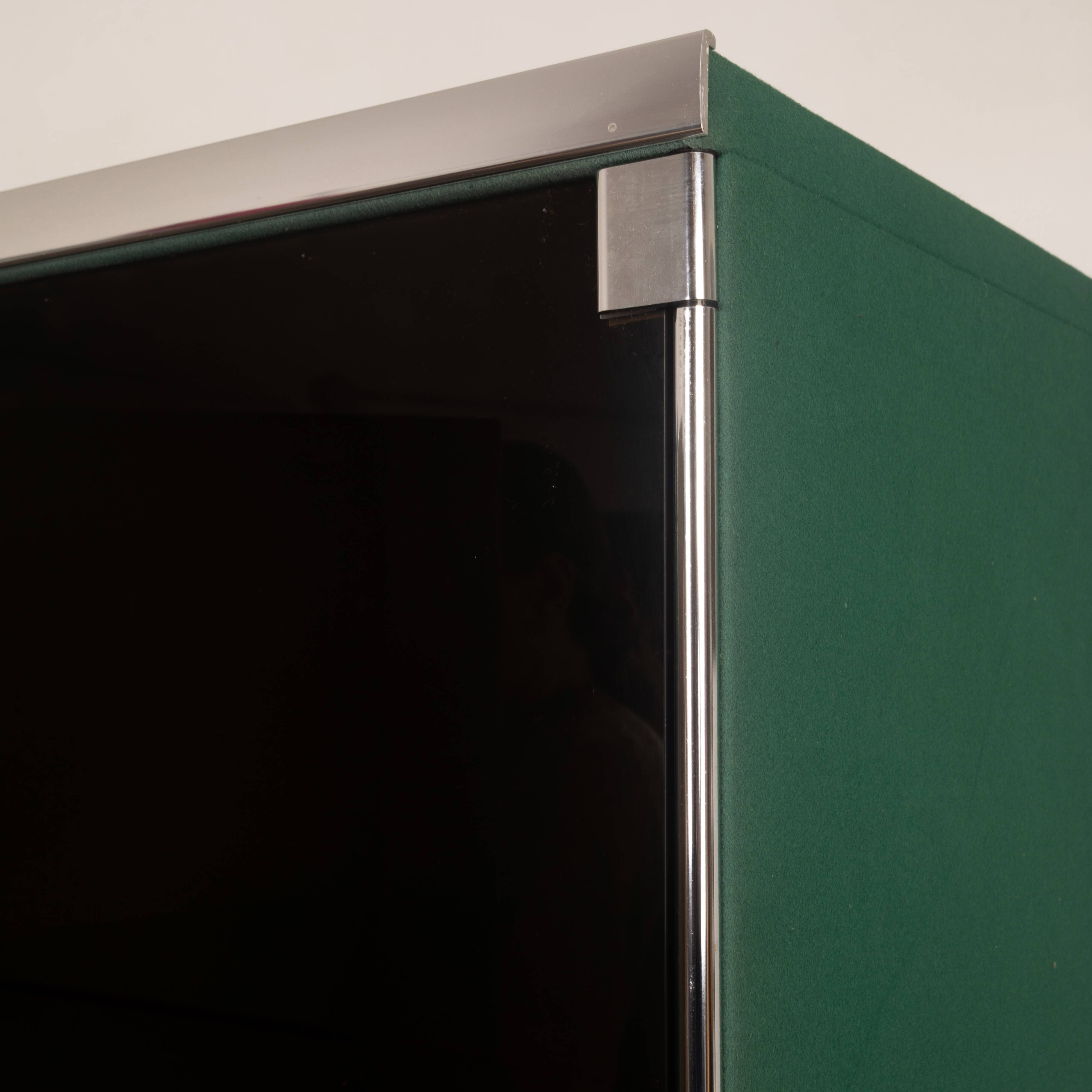 Guido Faleschini Astro Smoked Glass and Suede Cabinets for i4 Mariani 1979