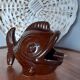 Cendrier poisson, céramique émaillée marron, art deco des années 40-50