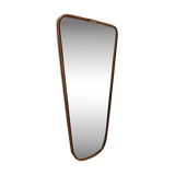 Miroir vintage 1960 rétroviseur asymétrique forme libre doré rouge - 71 x 3