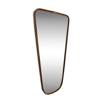 Vintage 1960s mirror asymmetrical free-form rearview mirror gold red - 71 x 3