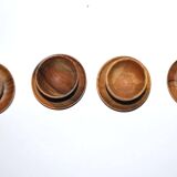 Set of 4 vintage mushroom egg cups in olive wood 4.5cm