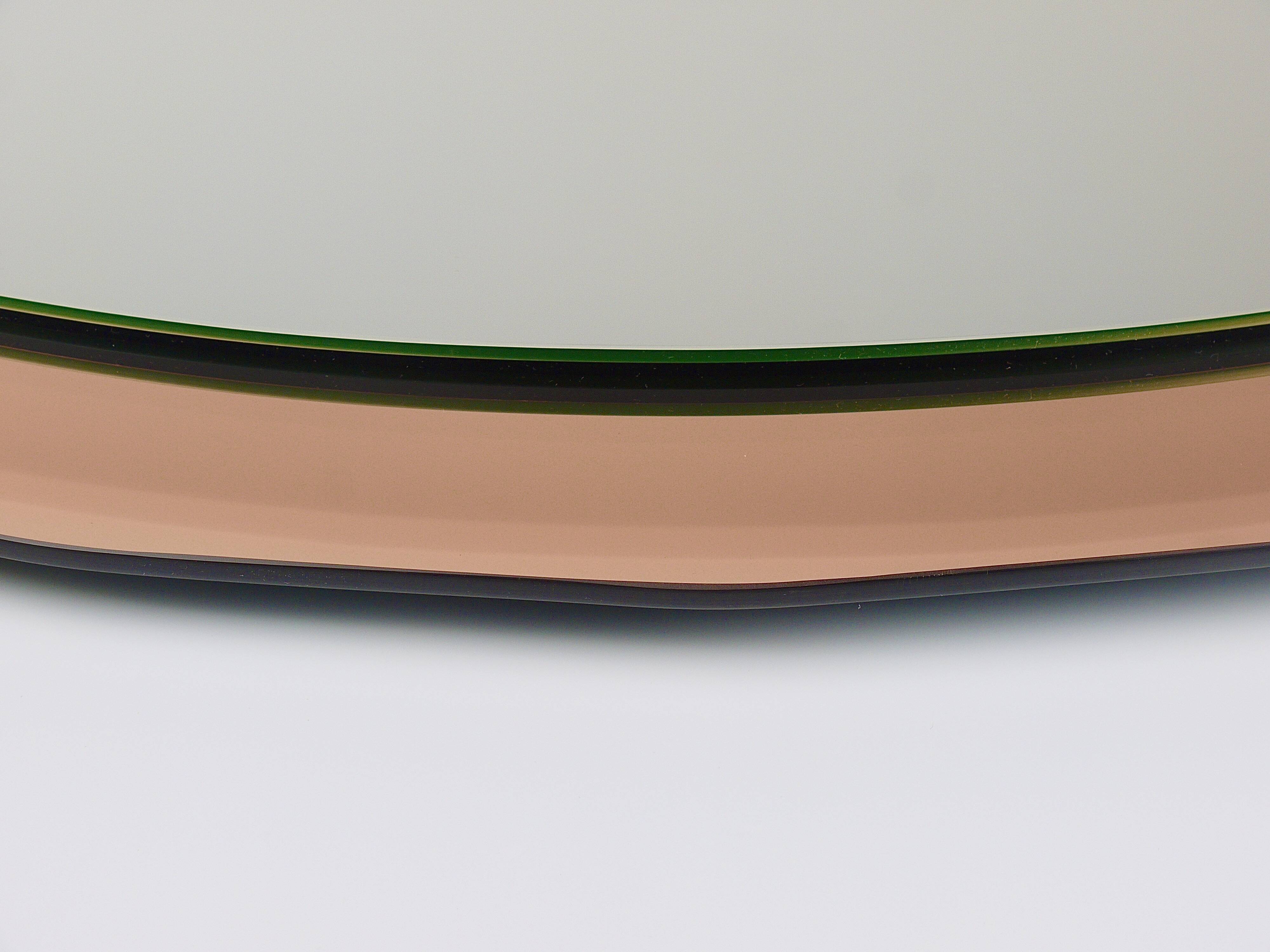 Cristal Arte Pink Oval Rosé Mid-Century Wall Mirror, Italy, 1960s