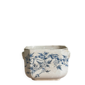 Ancienne base de sucrier faïence patinée motif floral bleu Digoin