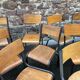 30 mismatched vintage industrial school chairs MULLCA tube & wood