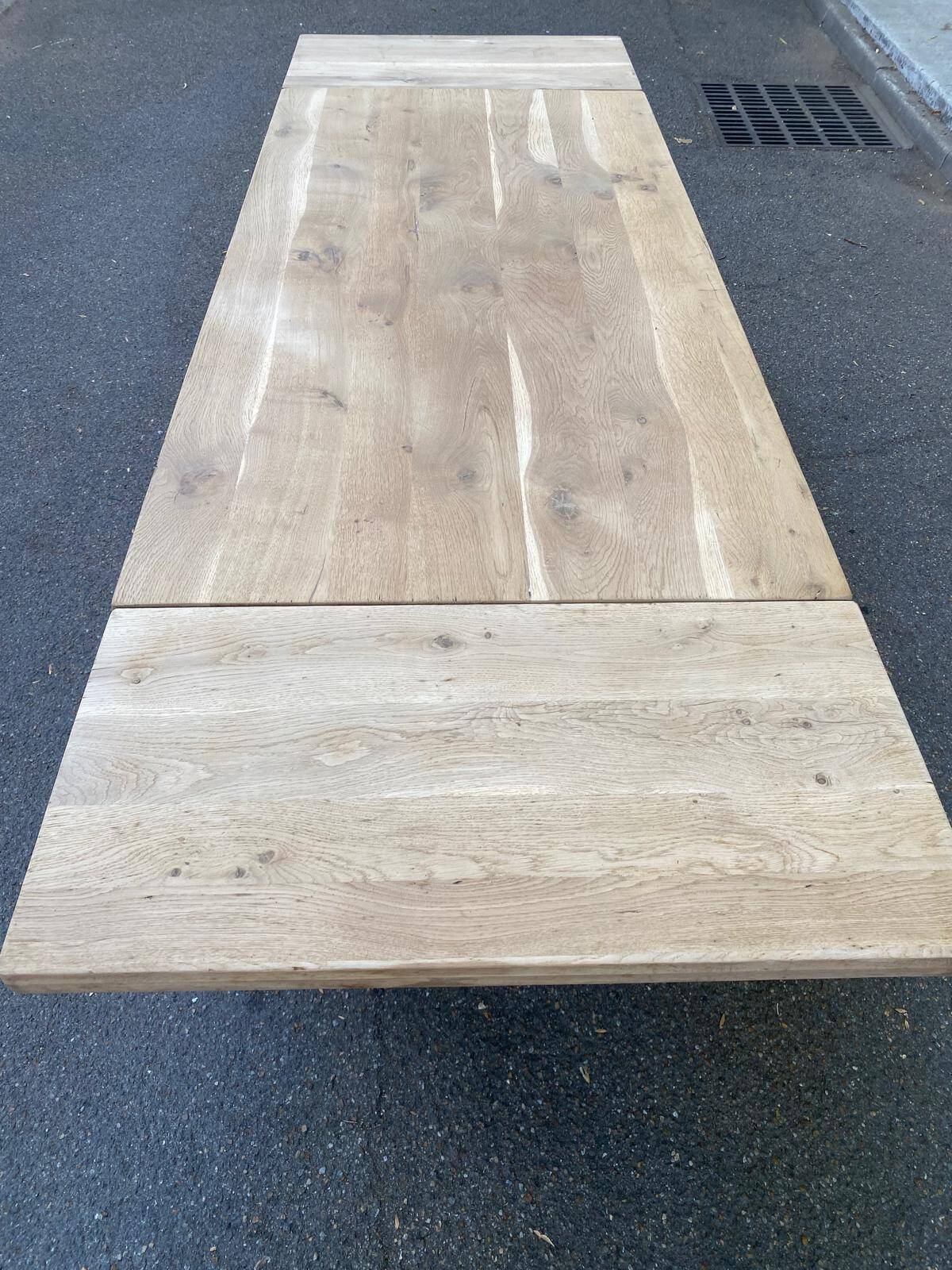 Farmhouse dining table extendable stripped in raw solid oak 180-270cm 1