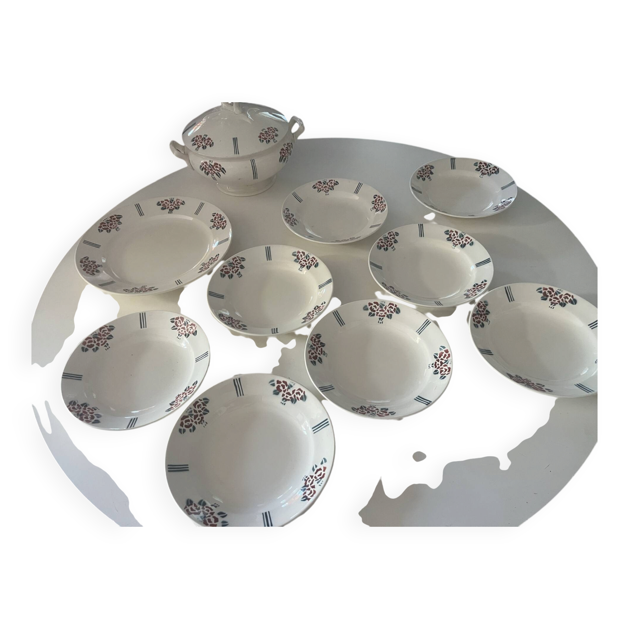 Antique faience service Meaux Longchamp