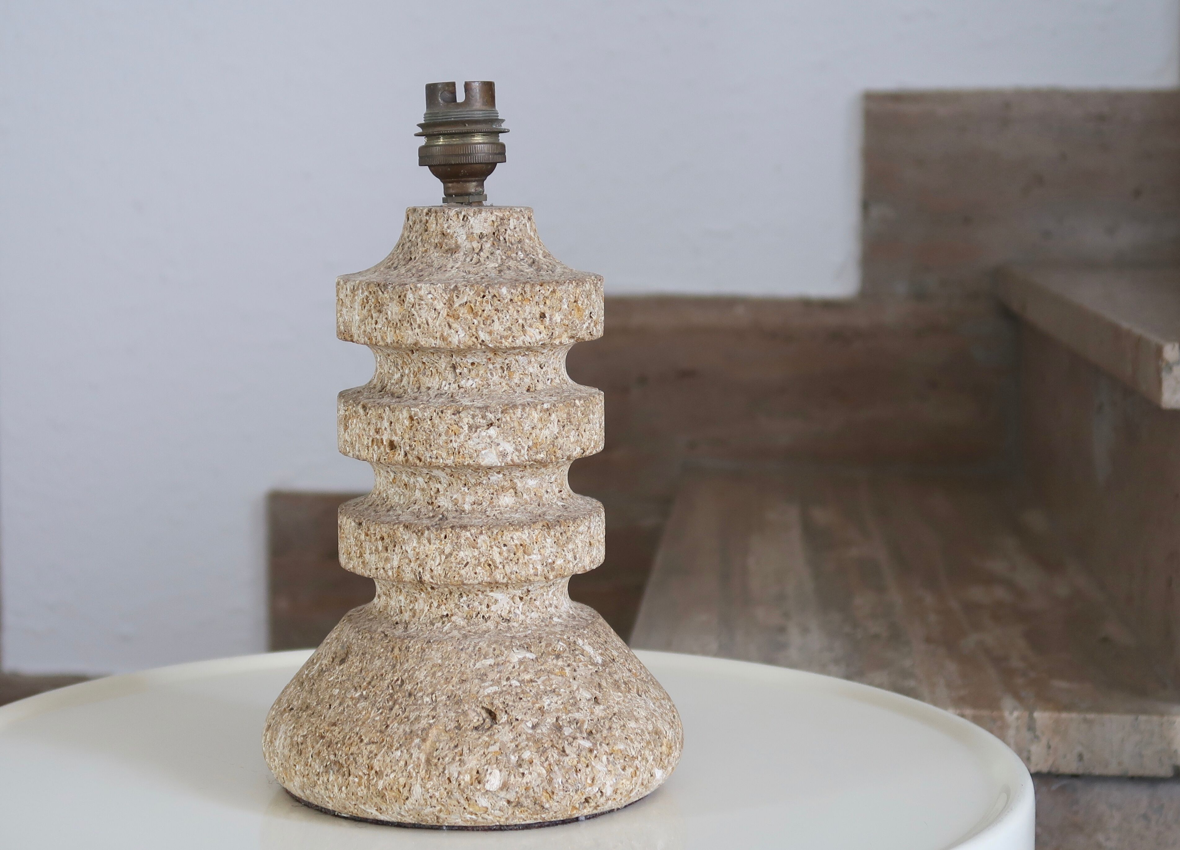 Stone lamp, herbarium lampshade, 60s