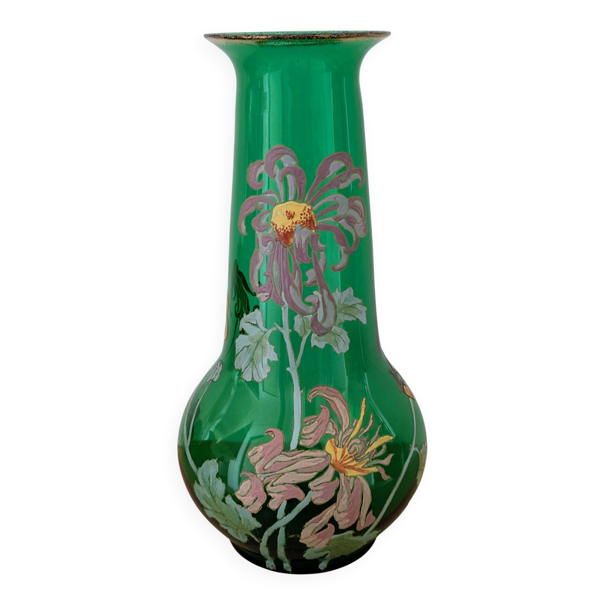 Art Nouveau vase in hand-painted blown glass – Legras style