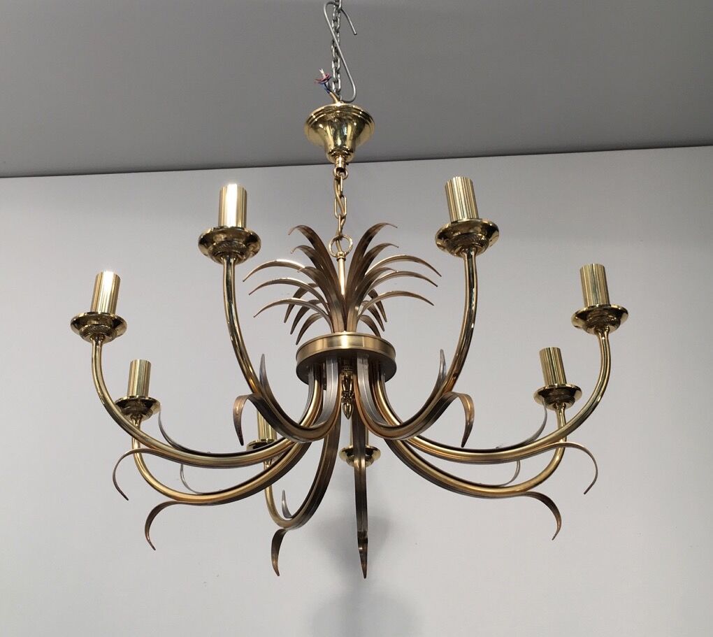 Pineapple brass 8-light chandelier