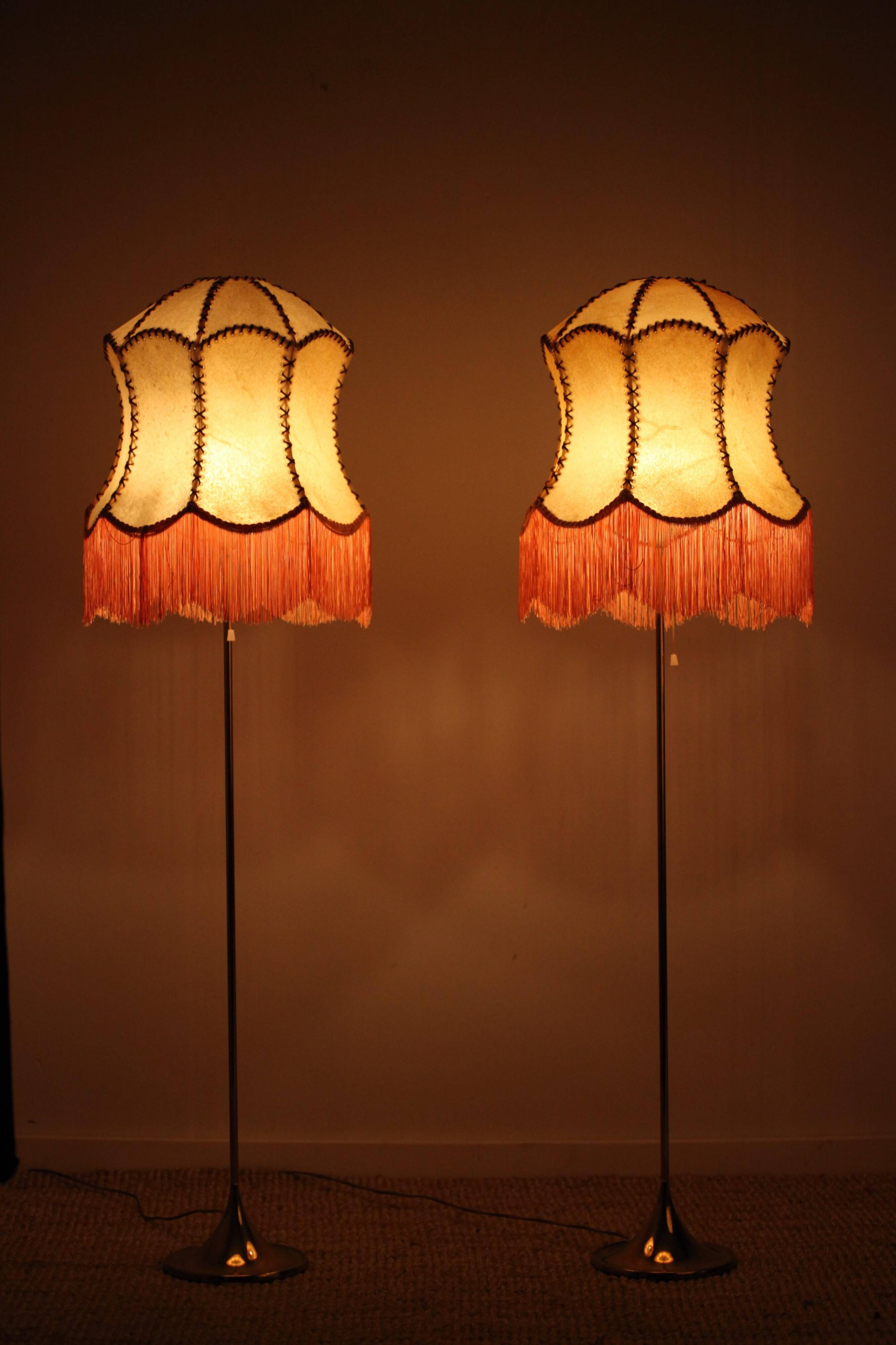 Pair of Bergboms floor lamps, G-024, brass, modern Scandinavian / mid-century style.
