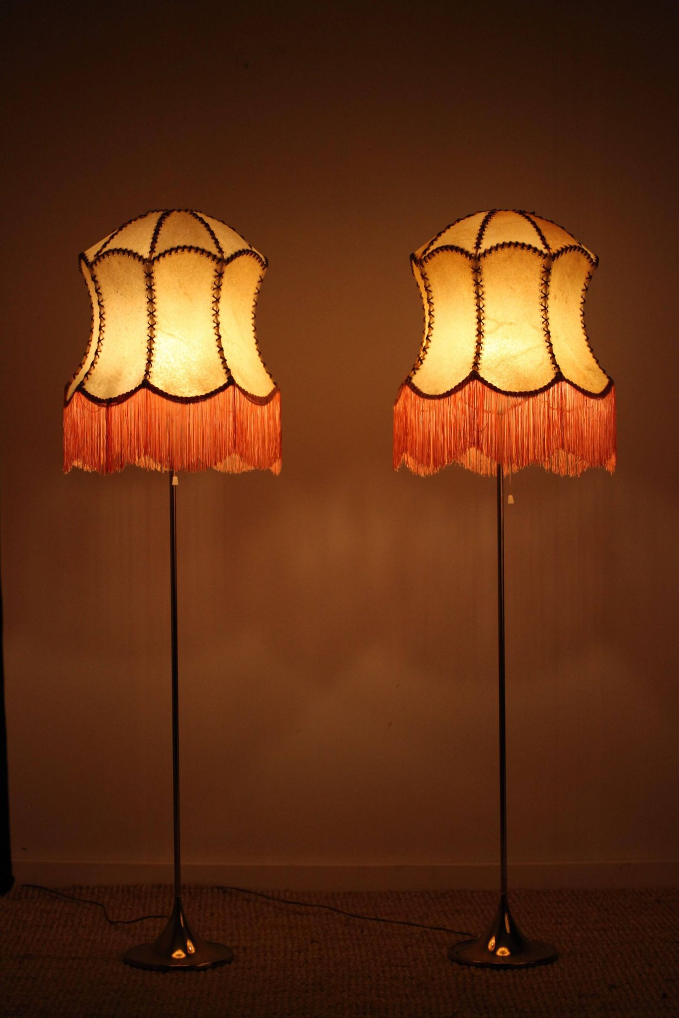 Pair of Bergboms floor lamps, G-024, brass, modern Scandinavian / mid-century style.