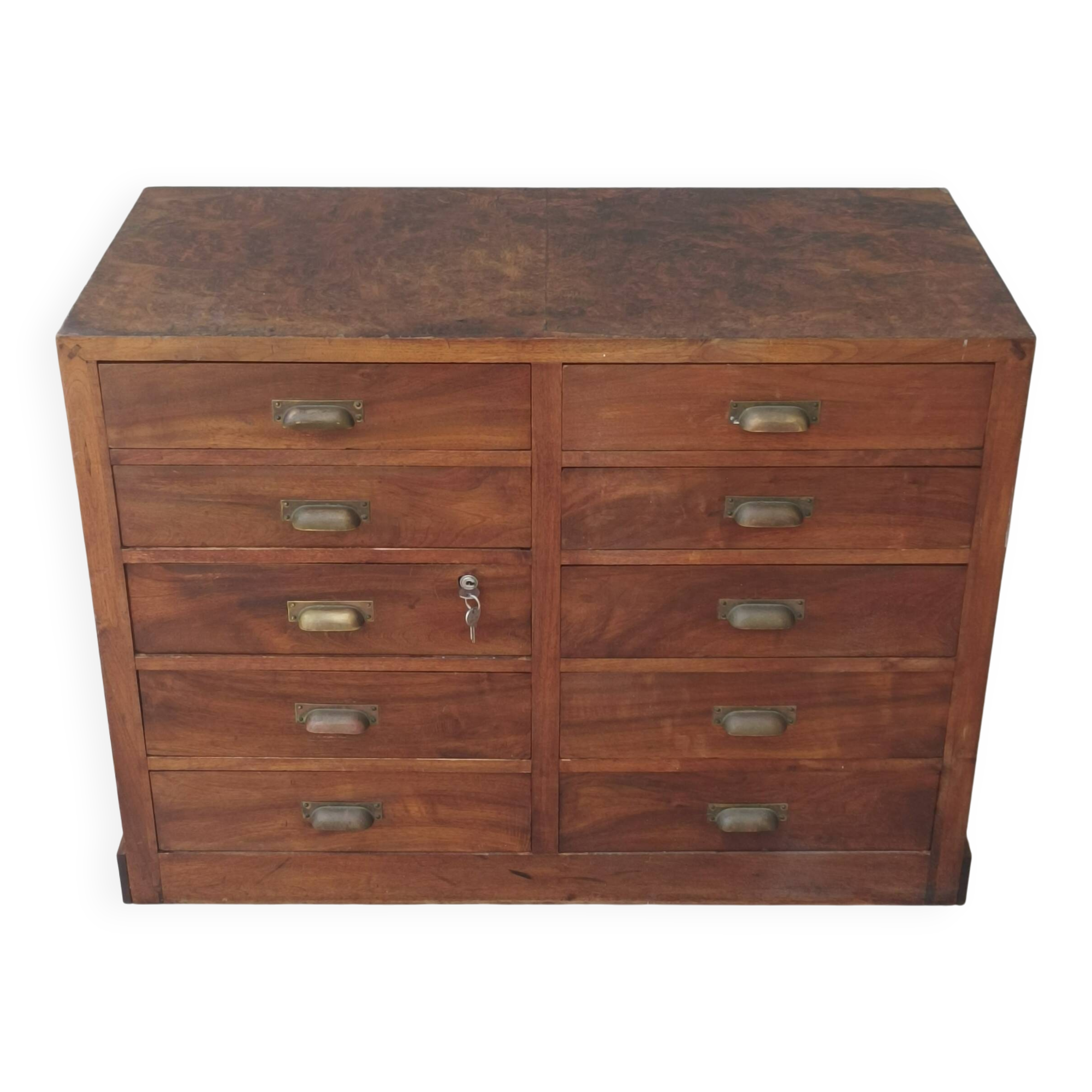 Meuble de métier 10 tiroirs en noyer