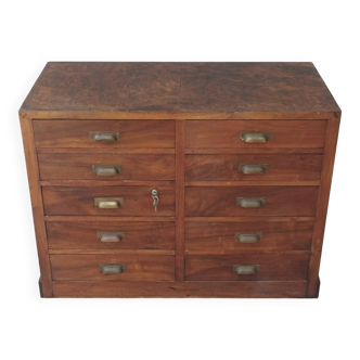 Meuble de métier 10 tiroirs en noyer