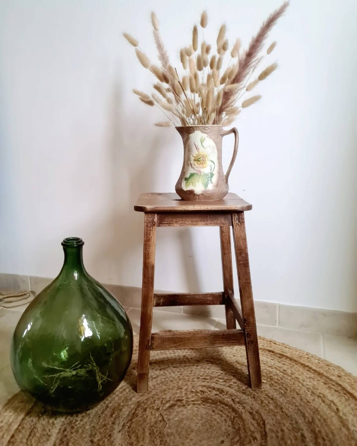 Old vintage handcrafted kitchen stool