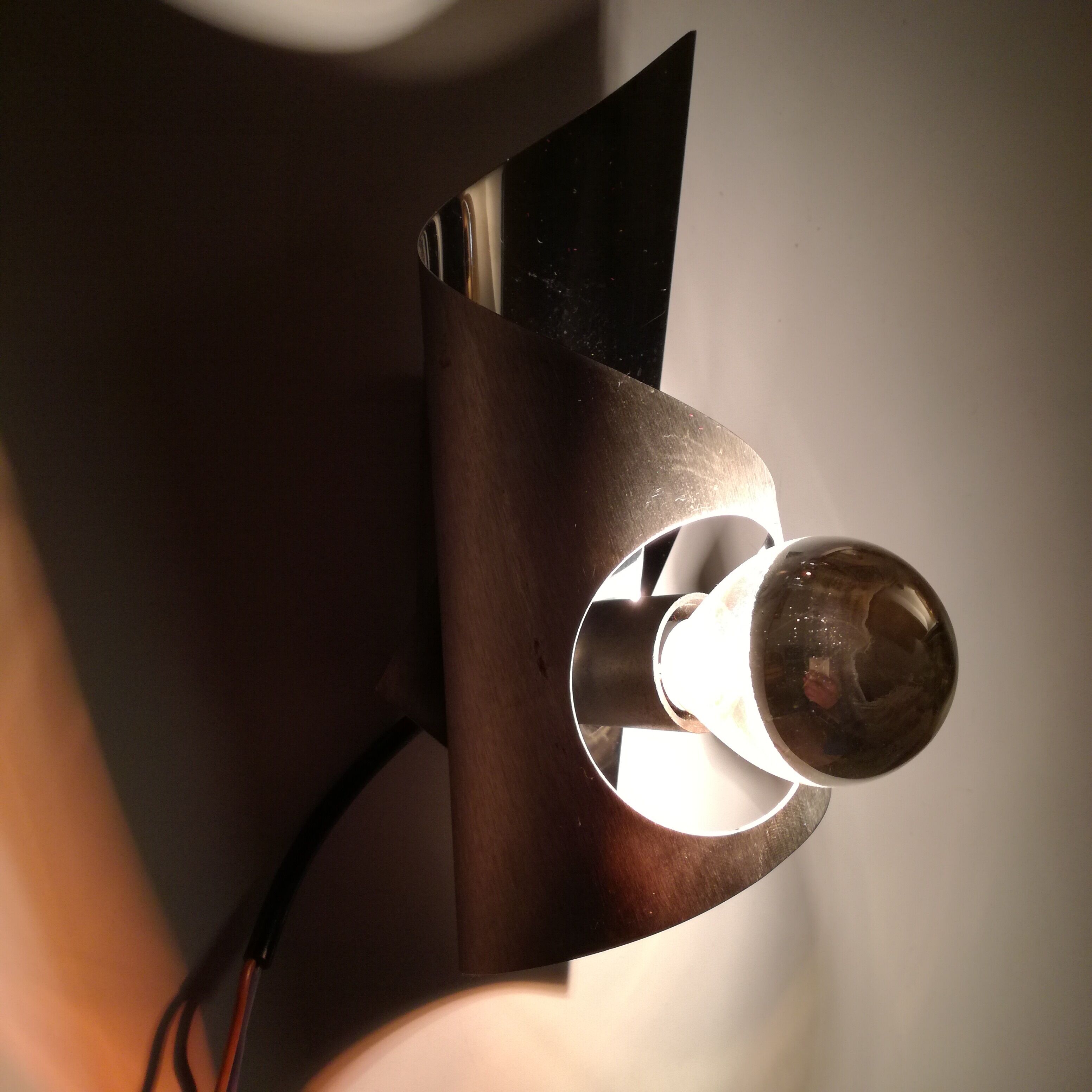 Polished and brushed stainless steel sconces 1970