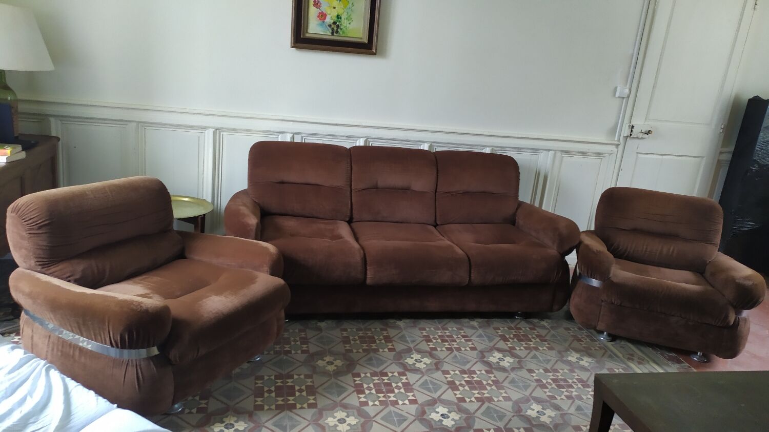 Canapé convertible et fauteuils 70s
