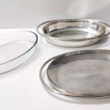 Plat de chevreuil plaqué argent avec casserole en verre pyrex par Sabattini, Italie