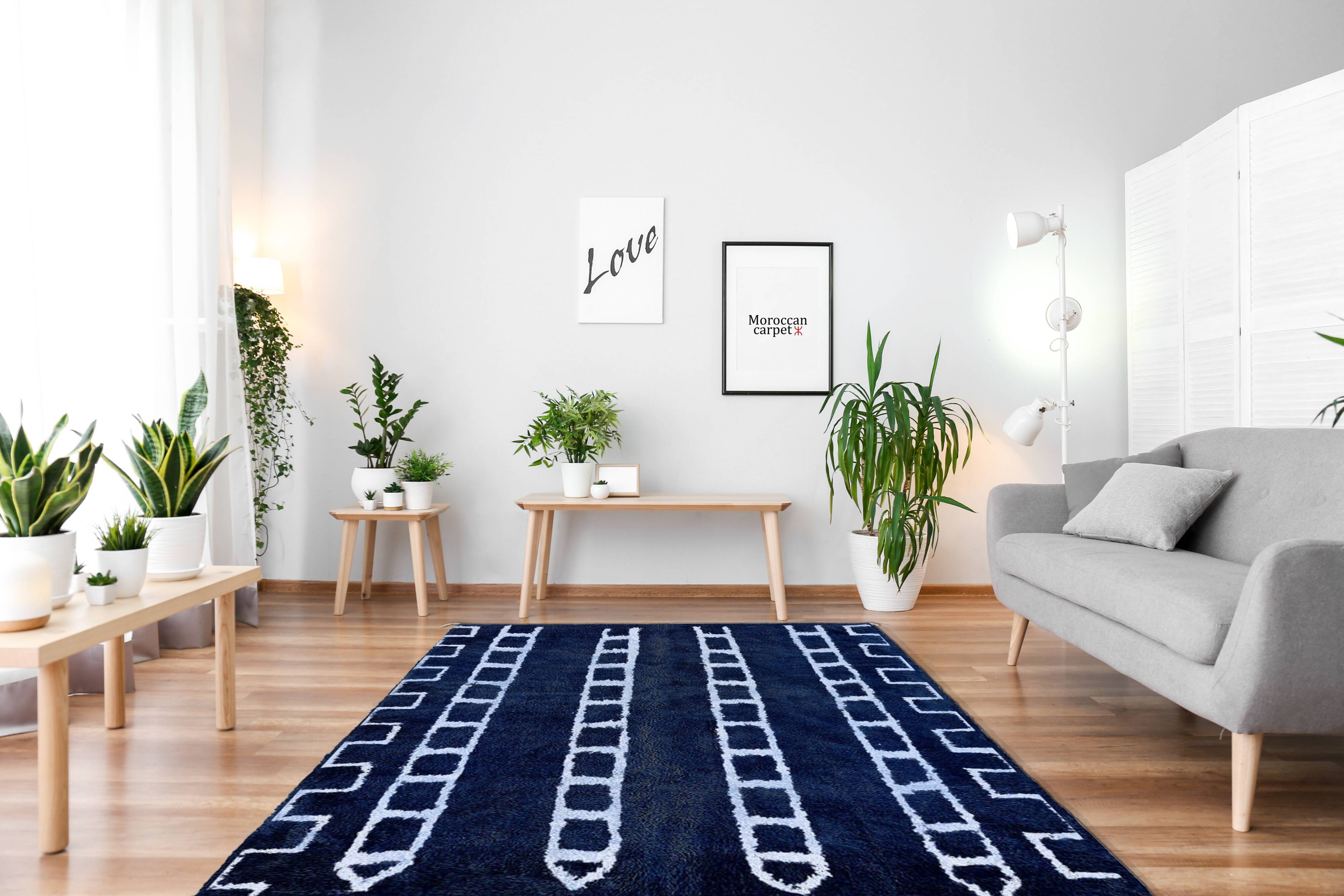 Modern Moroccan carpet blue 90x150cm