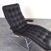Bauhaus Leather and Chrome Model Fenix Chaise Longue by Sam Larsson for Dux