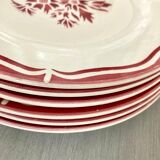 Lot de 9 assiettes et plat Digoin Sarreguemines modèle Champêtre motif œillets rouges