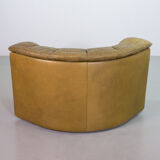 De Sede DS11 Olive Green Patched Leather Modular Sofa, 6 Elements. 1970s