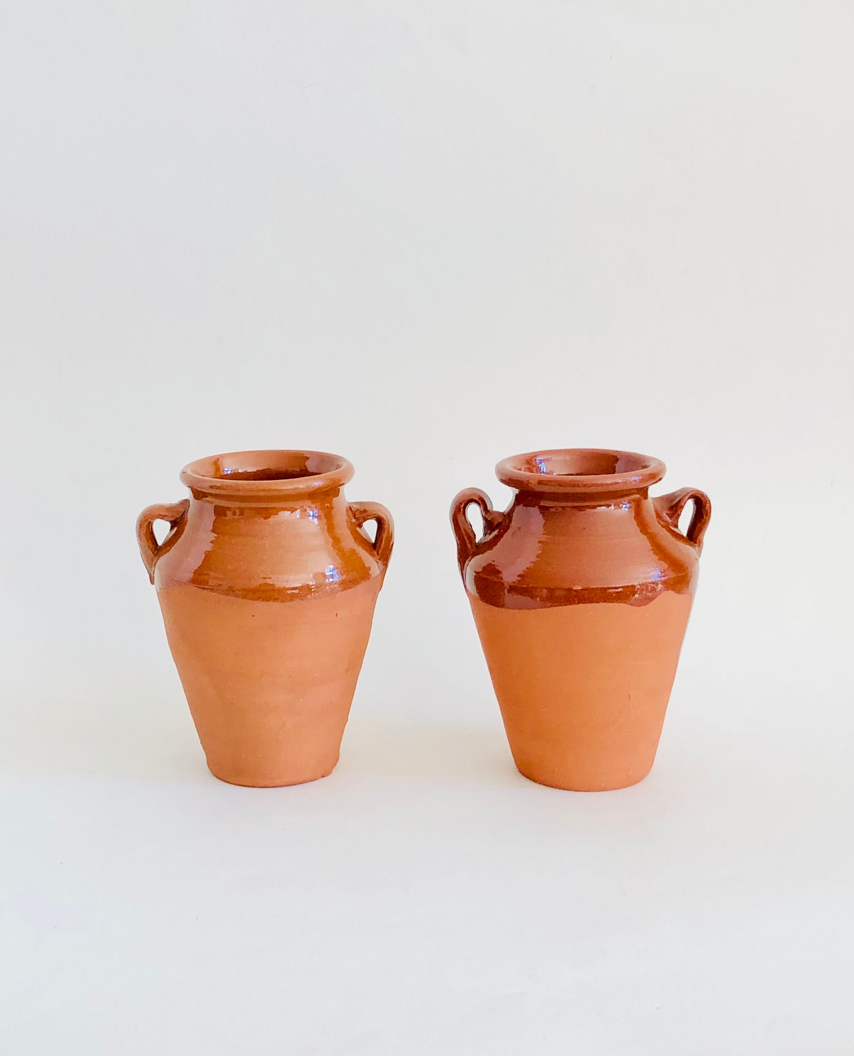 Pair of terracotta amphora vases