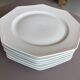 Set of 6 dessert plates in white Limoges porcelain octagonal shape