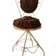 1960s vanity chair in chocolate brown velvet and gold brass — boudoir style