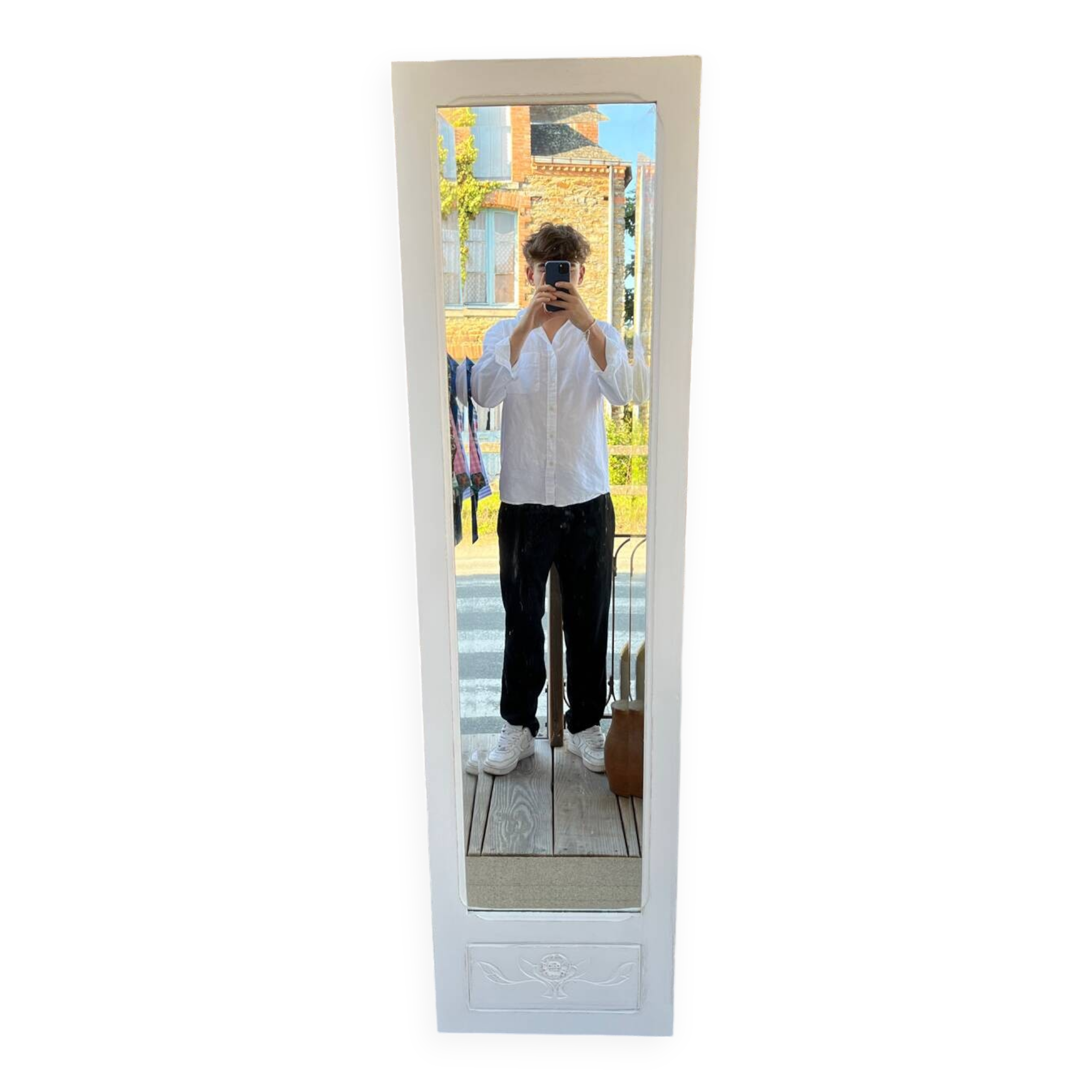 Miroir patiné gris
