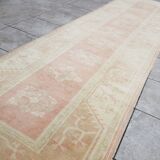 Turkish oushak runner, vintage hallway rug