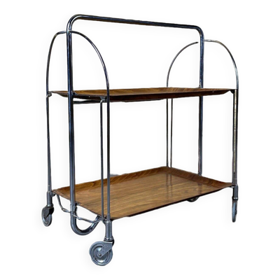 Chariot de service table d'appoint dinette space age brown design 60s 70s