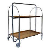 Chariot de service table d'appoint dinette space age brown design 60s 70s