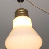 Large vintage opaline pendant lamp in the shape of an S bulb