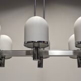 Space Age chandelier with 6 lights in sandblasted opalines, 1960s-70s