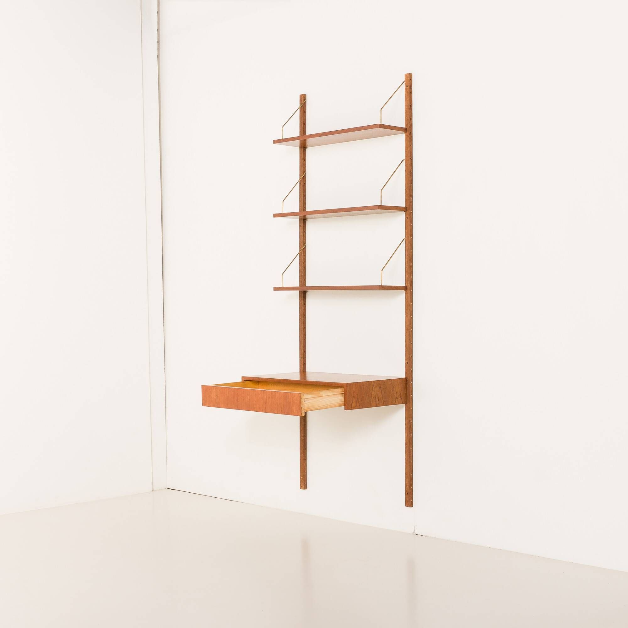 Danish mid-century teak shelving unit with a desk, 1970s