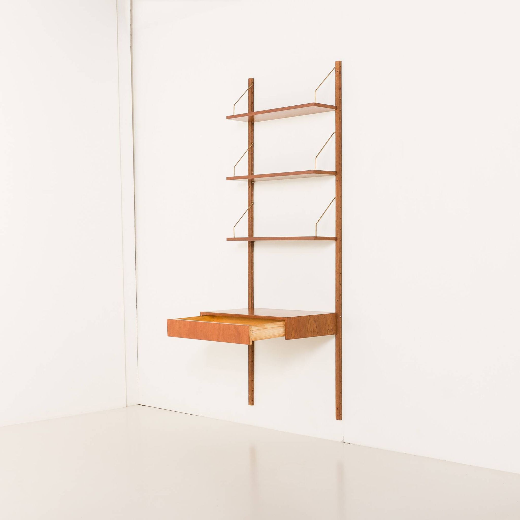 Danish mid-century teak shelving unit with a desk, 1970s