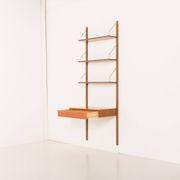 Danish mid-century teak shelving unit with a desk, 1970s
