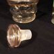 Carafe and glass in granite glass and gold edging