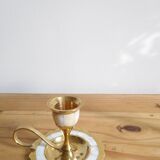 Brass and mother-of-pearl bougeoirs