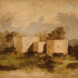Peinture de paysage italienne signée du XXe siècle